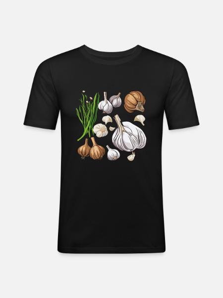 Knoblauch Geschenk Geschenkidee - Männer Slim Fit T-Shirt - Schwarz