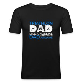 Triathlon Papa genau wie ein normaler Papa genau so - Männer Slim Fit T-Shirt - Schwarz - Vorne - Nik (191cm)