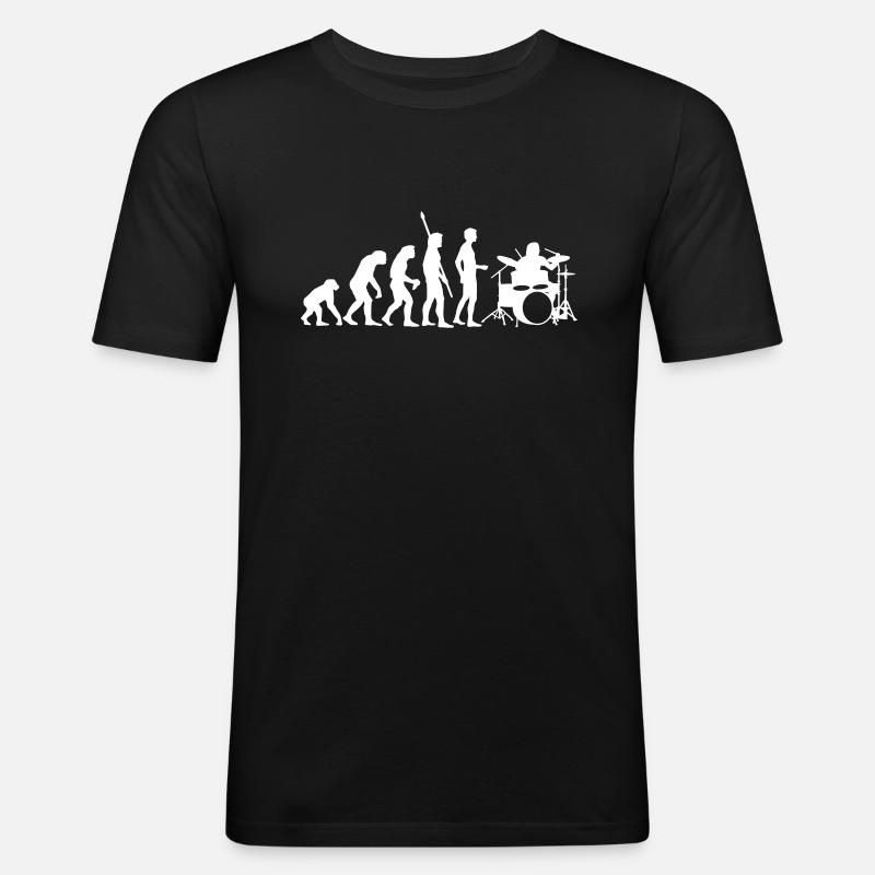 evolution_drummer_b_1c - Männer Slim Fit T-Shirt - Schwarz