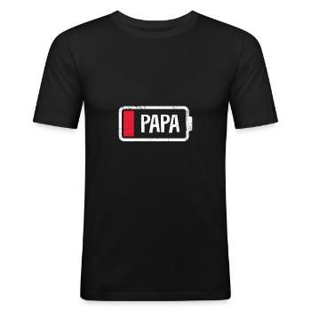 Papa batterie batterie énergie vide grunge - T-shirt près du corps Homme - noir - Devant - Nik (191cm)