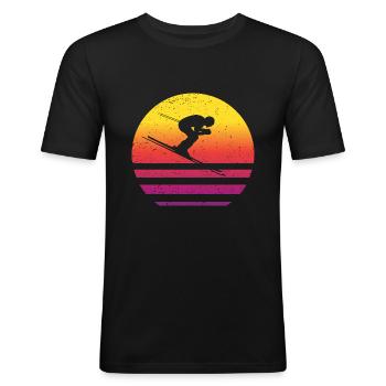 Skiing Retro Style Vintage - Men's Slim Fit T-Shirt - black - Front - Nik (191cm)