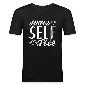 More Self Love - Men's Slim Fit T-Shirt - black - Front - Nik (191cm)