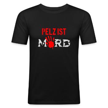 La fourrure est un meurtre - T-shirt près du corps Homme - noir - Devant - Nik (191cm)