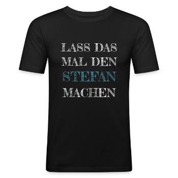 Stefan Homme Dire Drôle Anniversaire Prénom - T-shirt près du corps Homme - noir - Devant - Nik (191cm)