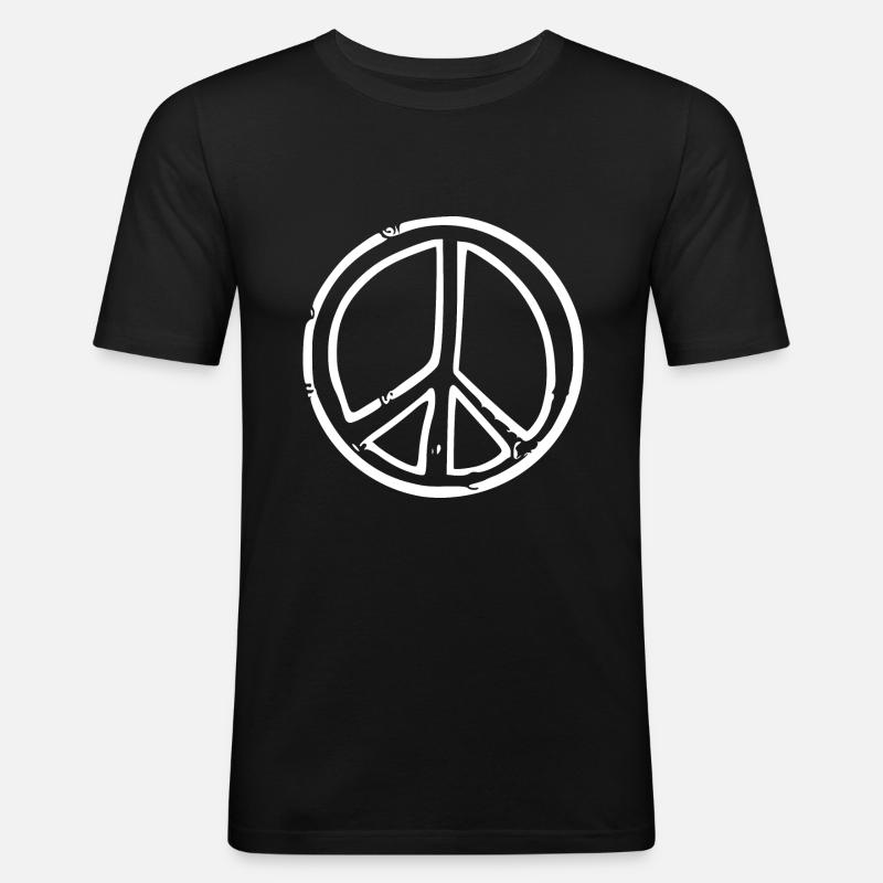 Peacezeichen - Männer Slim Fit T-Shirt - Schwarz
