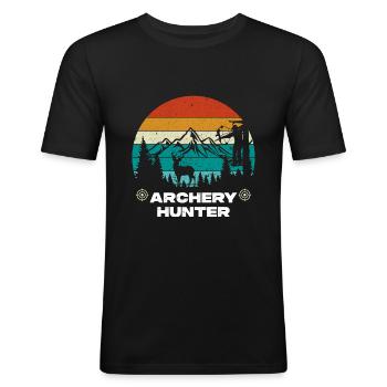 Chasseur de tir à l’arc - T-shirt près du corps Homme - noir - Devant - Nik (191cm)