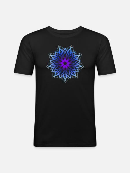 Blue Mandala - Männer Slim Fit T-Shirt - Schwarz