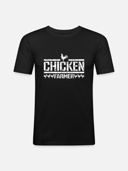Chicken and rooster - chicken farmer - Men's Slim Fit T-Shirt - black