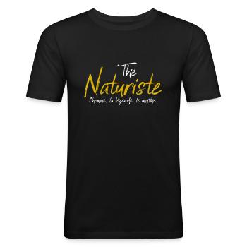 The naturiste l'homme la légende le mythe - T-shirt près du corps Homme - noir - Devant - Nik (191cm)