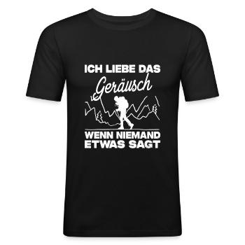 Ich Liebe Das Geräusch Wenn Niemand Etwas Sagt - Männer Slim Fit T-Shirt - Schwarz - Vorne - Nik (191cm)