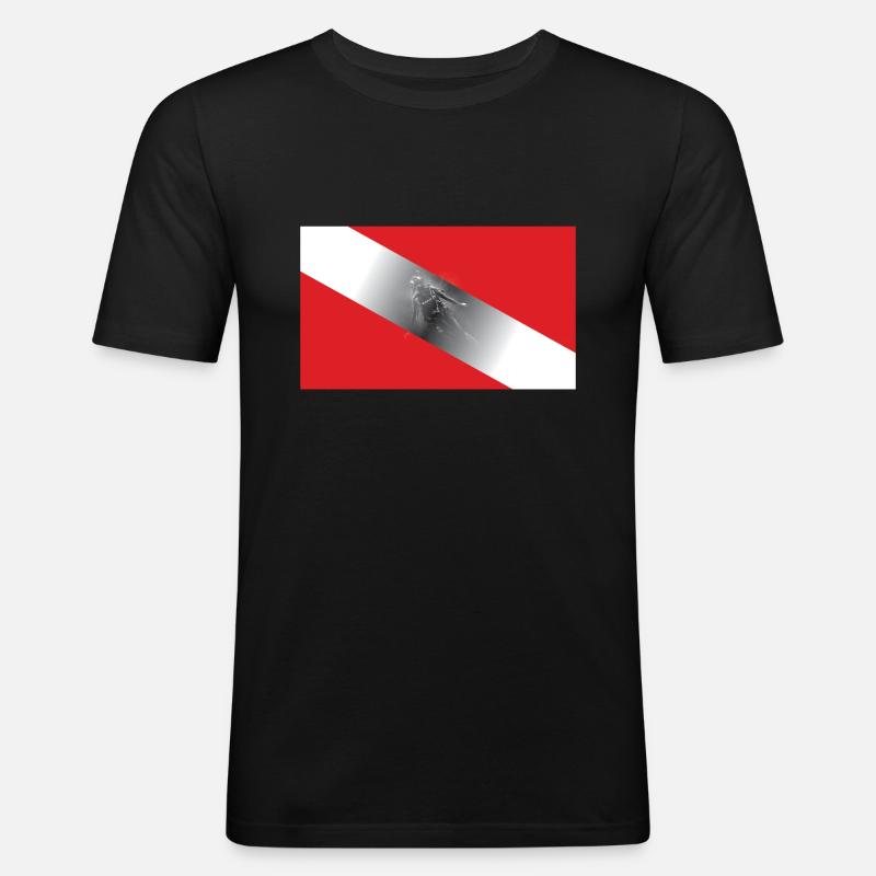 Diving Flagg - Männer Slim Fit T-Shirt - Schwarz