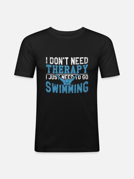 Schwimmen - Männer Slim Fit T-Shirt - Schwarz