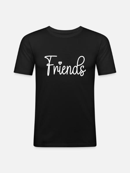 Cœur d’amis - T-shirt près du corps Homme - noir