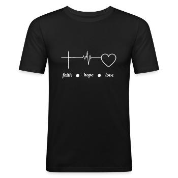 faith hope love - Männer Slim Fit T-Shirt - Schwarz - Vorne - Nik (191cm)