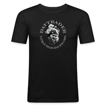 Daytrader Shirt mit Skull - Männer Slim Fit T-Shirt - Schwarz - Vorne - Nik (191cm)
