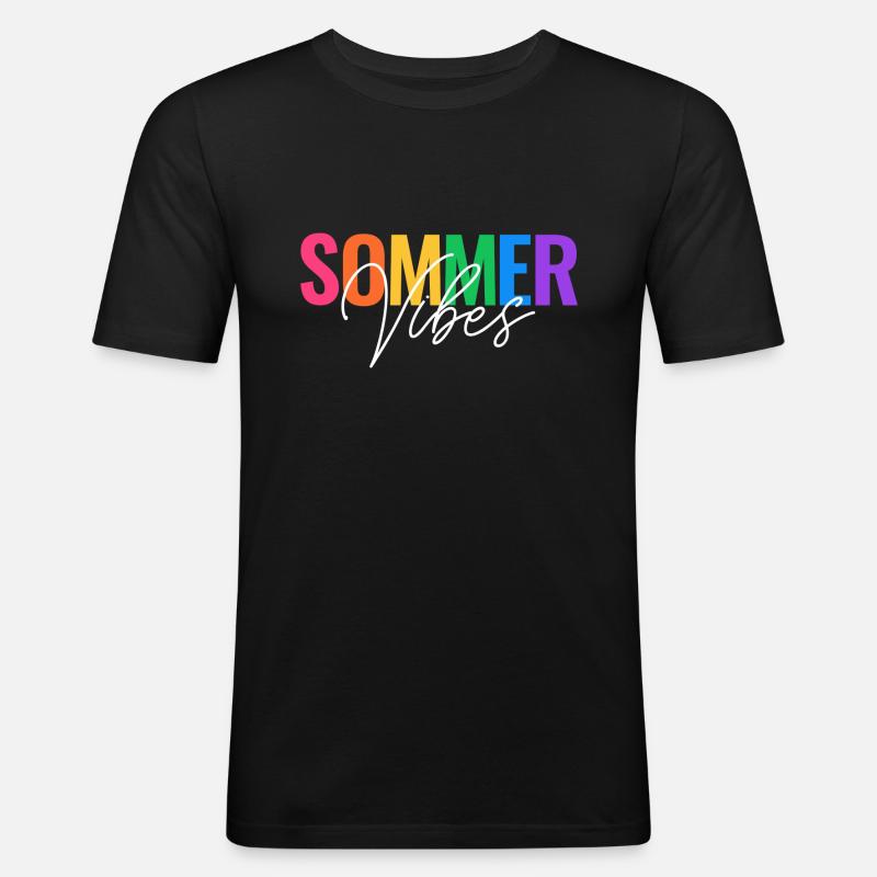 SOMMER VIBES STIMMUNG - Männer Slim Fit T-Shirt - Schwarz