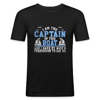 Boot Kapitän - Männer Slim Fit T-Shirt - Schwarz - Vorne - Nik (191cm)