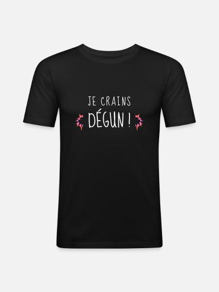 Je crains dégun - T-shirt près du corps Homme - noir