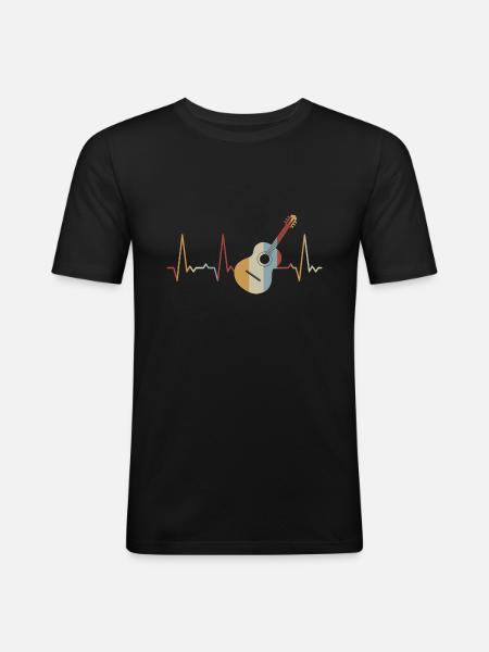 Heartbeat Guitar - Men's Slim Fit T-Shirt - black