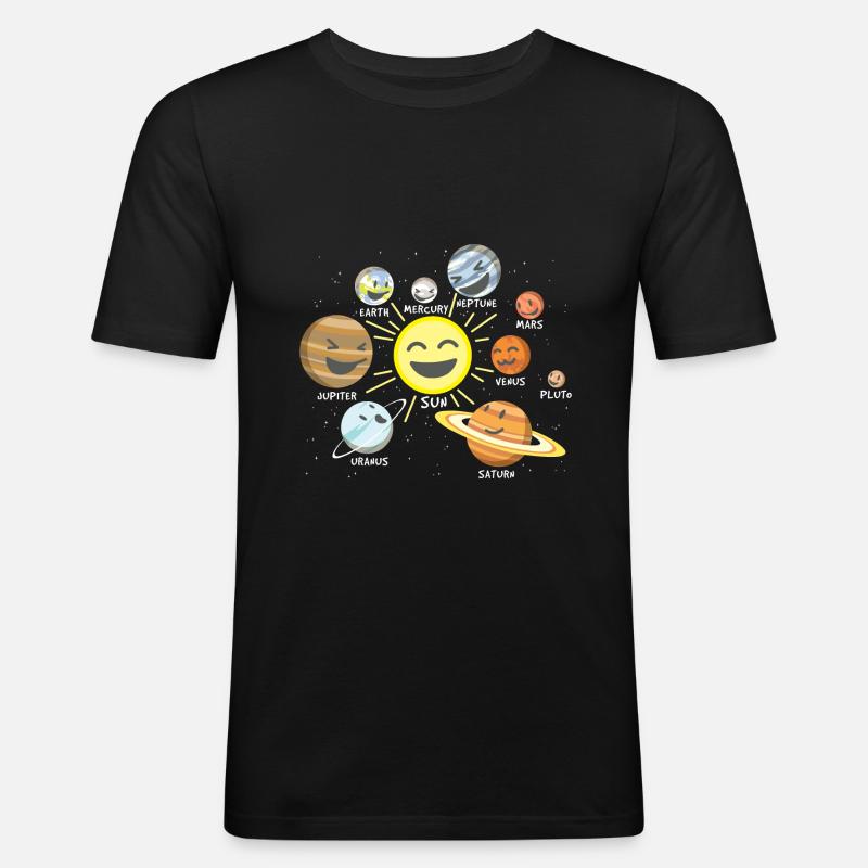 Sonnensystem - Männer Slim Fit T-Shirt - Schwarz