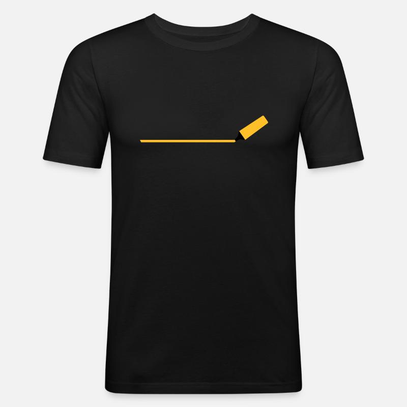Textmarker mit Linie - Männer Slim Fit T-Shirt - Schwarz
