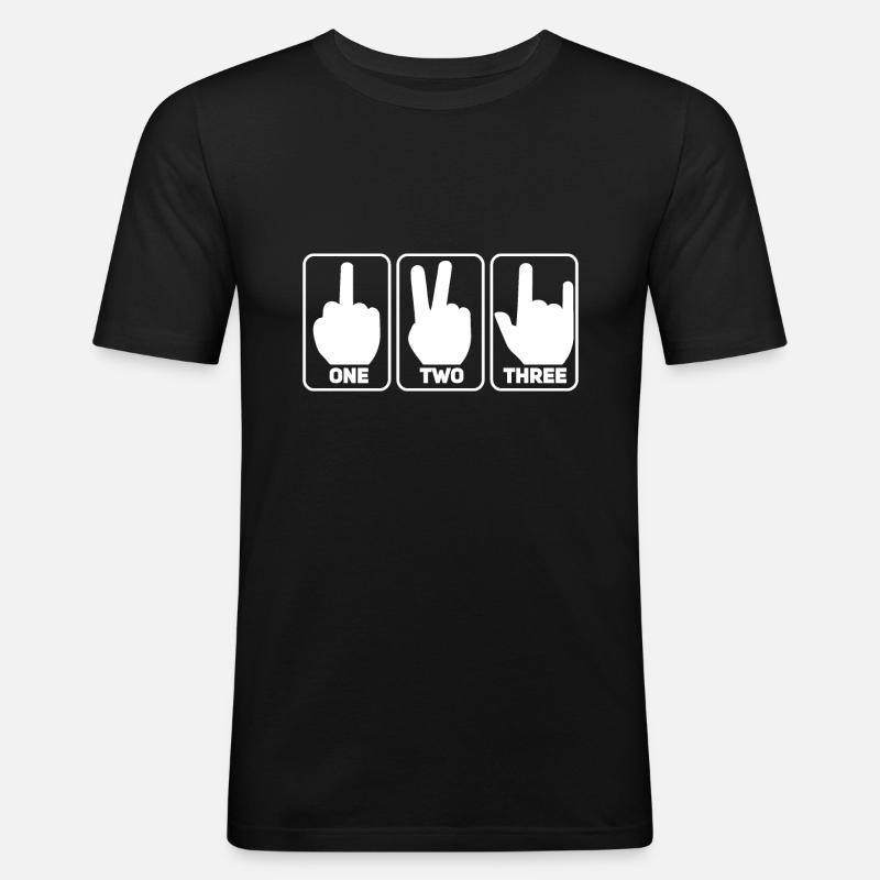 Metal One Two Three - Men's Slim Fit T-Shirt - black