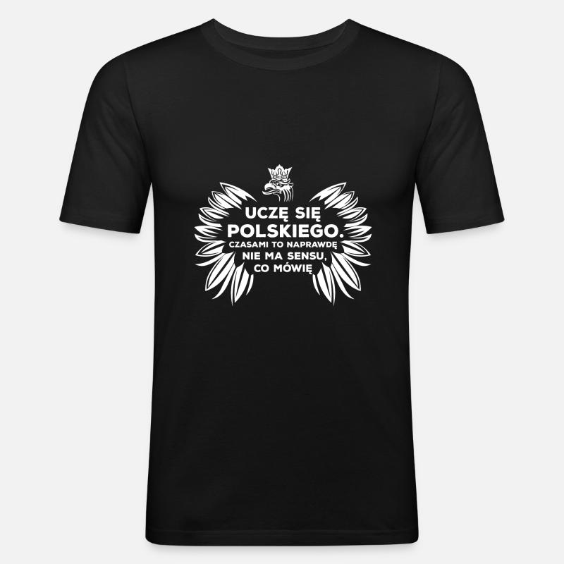 Polnisch lernen - Männer Slim Fit T-Shirt - Schwarz