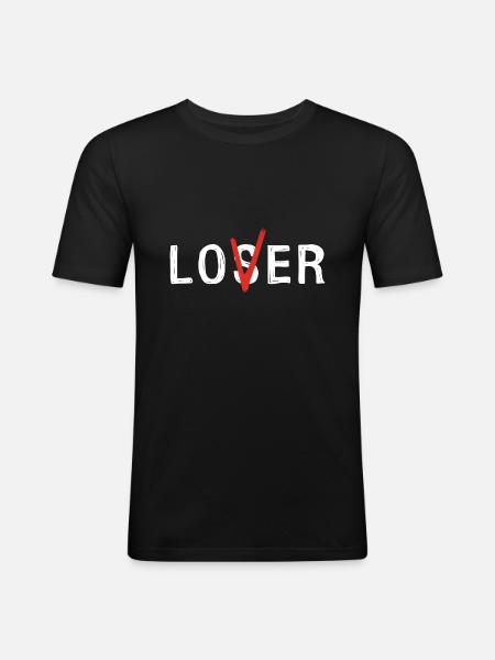 Verlierer oder Liebhaber - Männer Slim Fit T-Shirt - Schwarz
