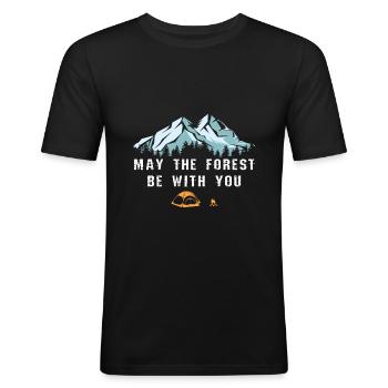 Zelten Wildnis - Männer Slim Fit T-Shirt - Schwarz - Vorne - Nik (191cm)