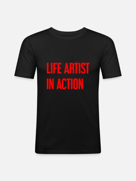 Lebenskünstler im Einsatz - Männer Slim Fit T-Shirt - Schwarz