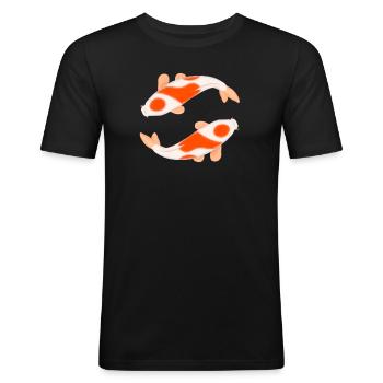 Horoscope Poissons Koi, signe du zodiaque - T-shirt près du corps Homme - noir - Devant - Nik (191cm)