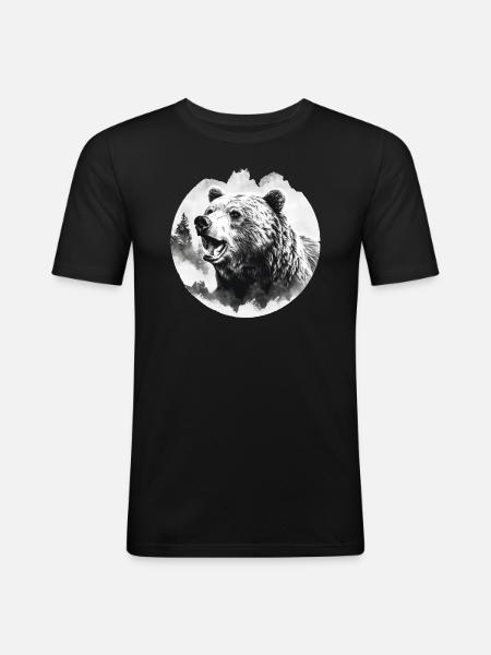 Bear Nature Environment Environmental Protection - Men's Slim Fit T-Shirt - black