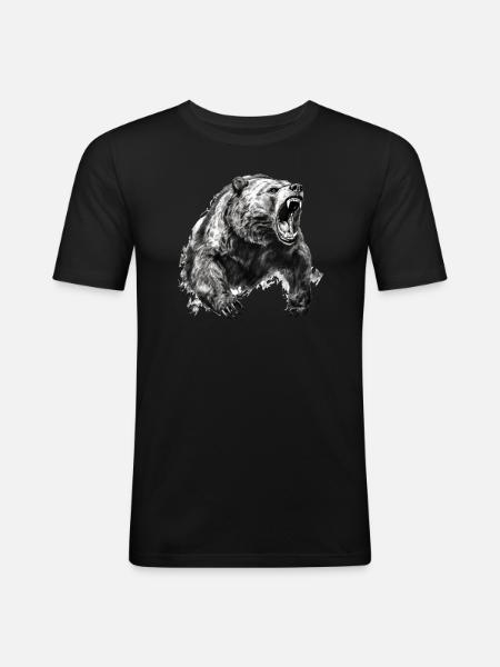 Bear Nature Environment Environmental Protection - Men's Slim Fit T-Shirt - black