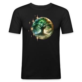Arbre Féérique - T-shirt près du corps Homme - noir - Devant - Nik (191cm)