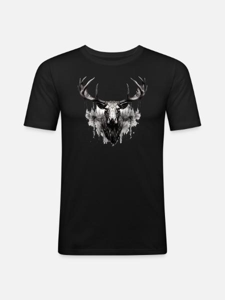Elghjorte natur Skandinavisk skov - Herre Slim Fit T-Shirt - sort