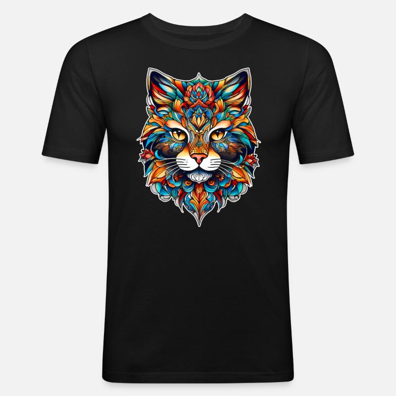 Cooles Katzen Symbol - Männer Slim Fit T-Shirt - Schwarz
