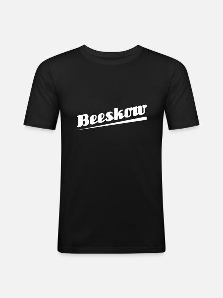 Beeskow - Textdesign mit Stadtnamen - Männer Slim Fit T-Shirt - Schwarz