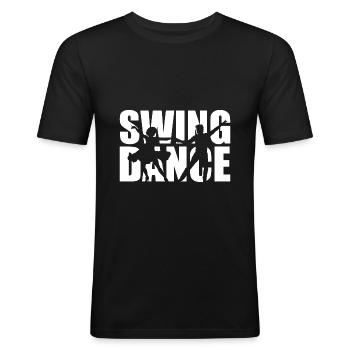 Swing Tänzer - Männer Slim Fit T-Shirt - Schwarz - Vorne - Nik (191cm)