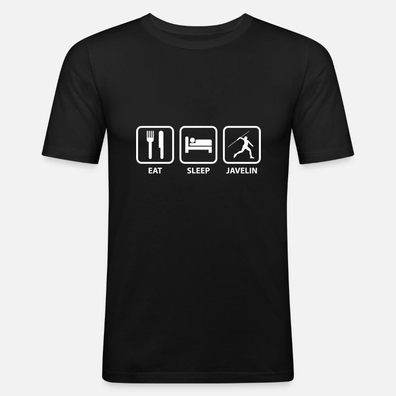 Schlafspeel essen - Männer Slim Fit T-Shirt - Schwarz