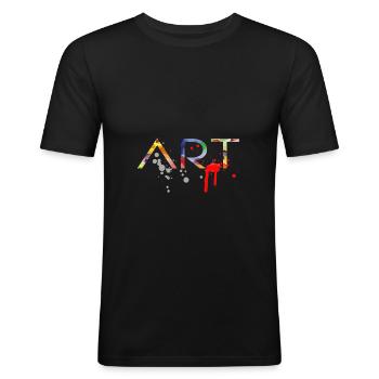 ART - T-shirt près du corps Homme - noir - Devant - Nik (191cm)