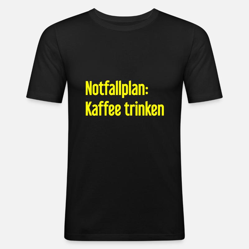 Kaffee-Notfallplan - Männer Slim Fit T-Shirt - Schwarz