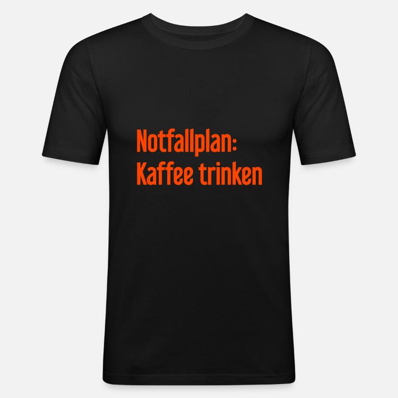 Kaffee-Notfallplan - Männer Slim Fit T-Shirt - Schwarz