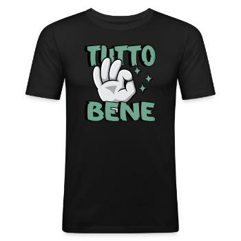 Tutto Bene - Men's Slim Fit T-Shirt - black - Front - Nik (191cm)