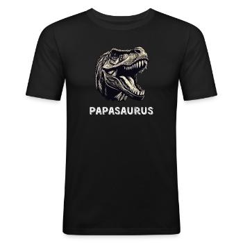 Papa-Saurus - Männer Slim Fit T-Shirt - Schwarz - Vorne - Nik (191cm)