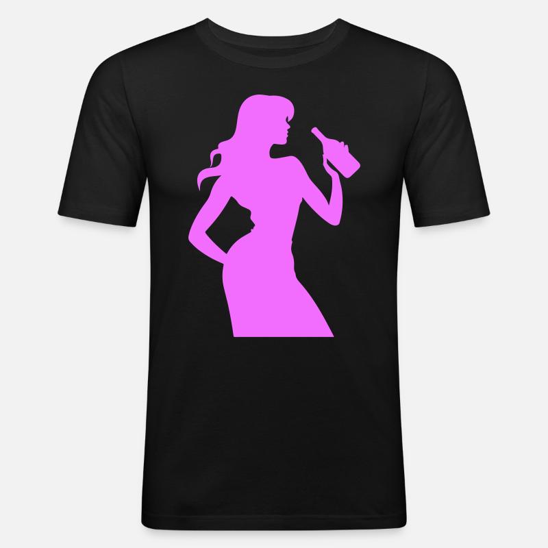 Frau Spass Silhouette - Männer Slim Fit T-Shirt - Schwarz