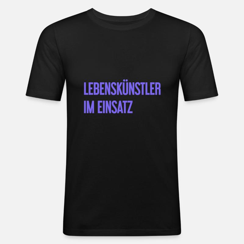 Lebenskünstler im Einsatz - Männer Slim Fit T-Shirt - Schwarz