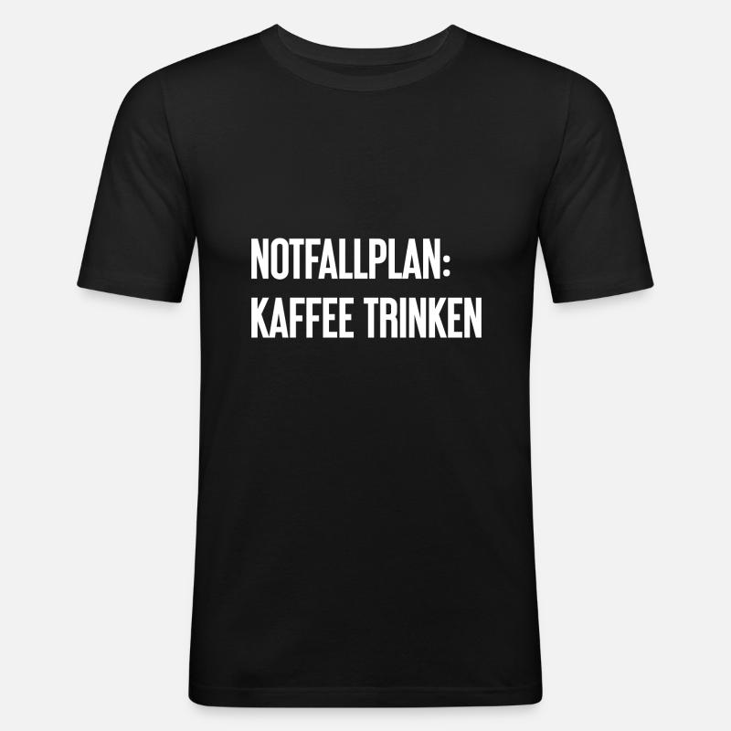 Kaffee-Notfallplan - Männer Slim Fit T-Shirt - Schwarz