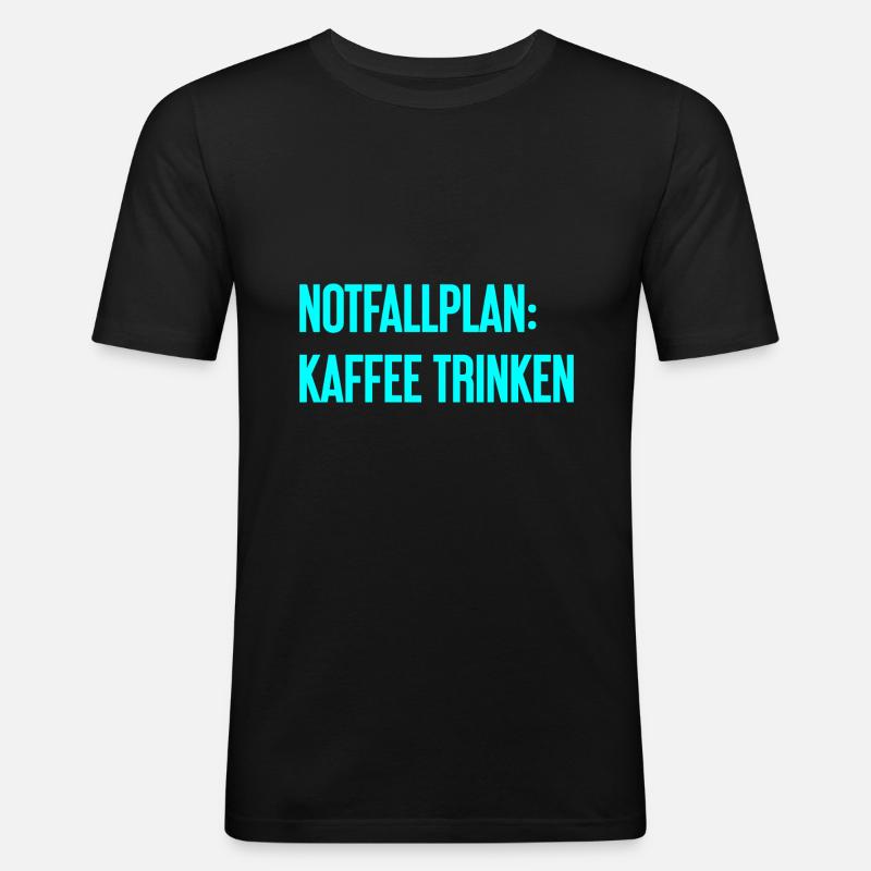 Kaffee-Notfallplan - Männer Slim Fit T-Shirt - Schwarz