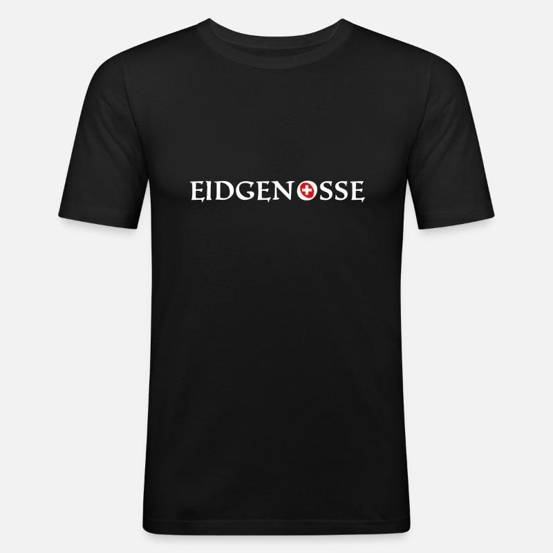 Schweizer Schweiz - Männer Slim Fit T-Shirt - Schwarz