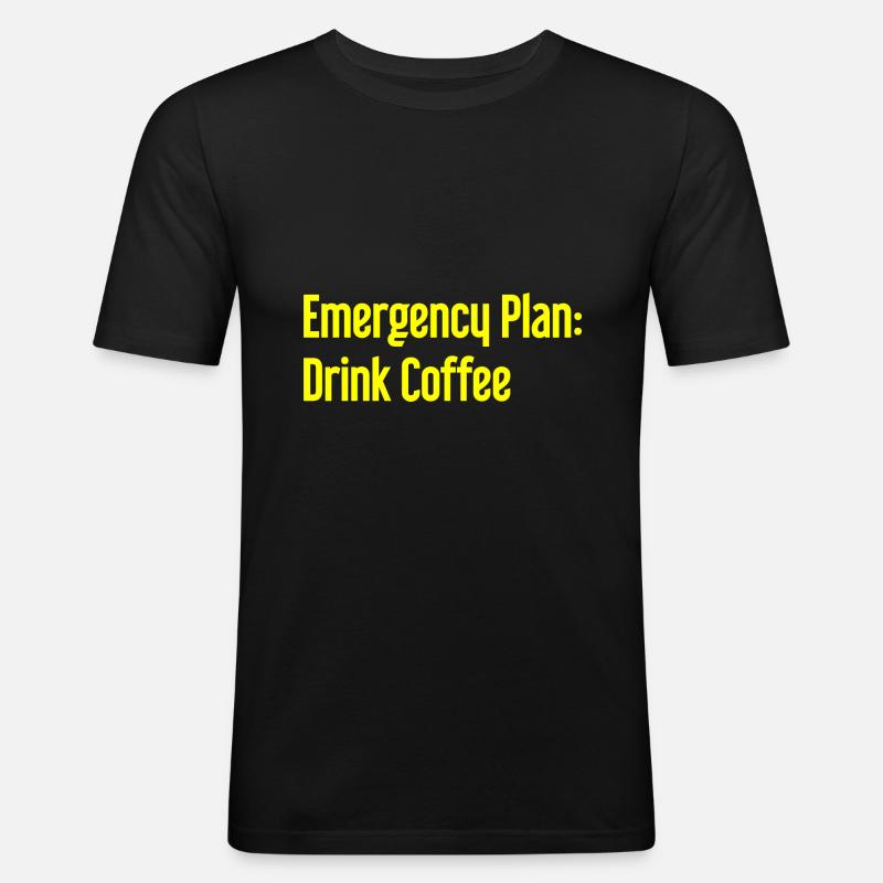 Kaffee-Notfallplan - Männer Slim Fit T-Shirt - Schwarz